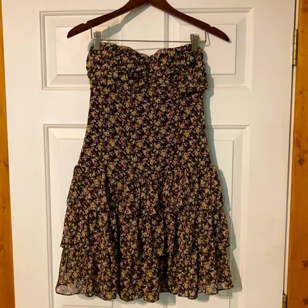 Express Strapless floral ruffled layered dress sm